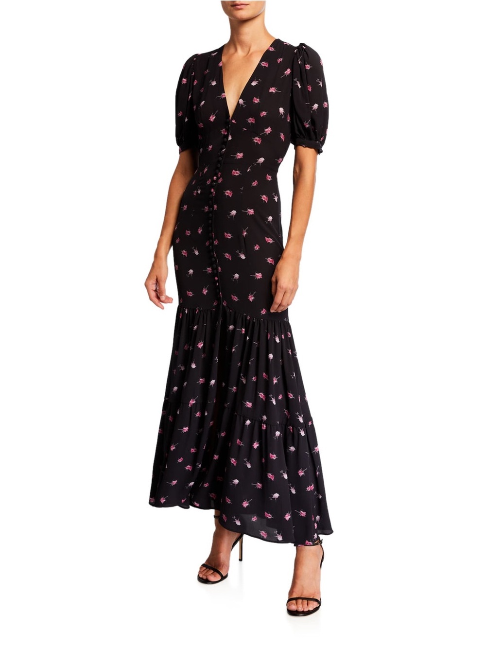 Rotate Birger Christensen Number 20 Printed Button-Front Long Dress Size 6